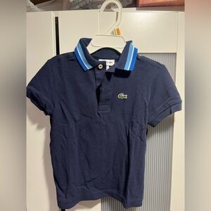 Lacoste Blue Polo Shirt with Striped Collar